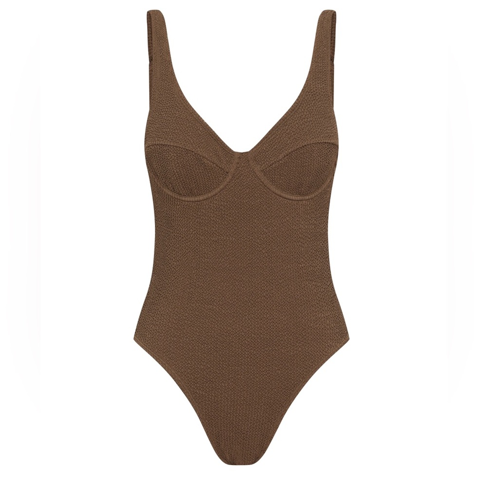 NWT! Somerfield Swim Brown Textured One-Piece Swimsuit